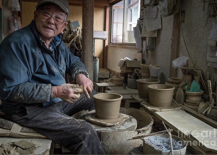 Pottery Greeting Card featuring the photograph A Village Pottery Studio, Japan by Perry Rodriguez