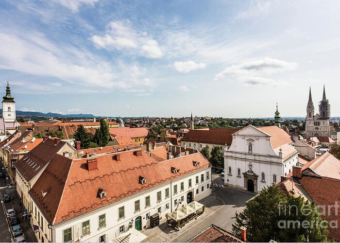 Balkans Greeting Card featuring the photograph Aerial view of Zagreb in Croatia #2 by Didier Marti