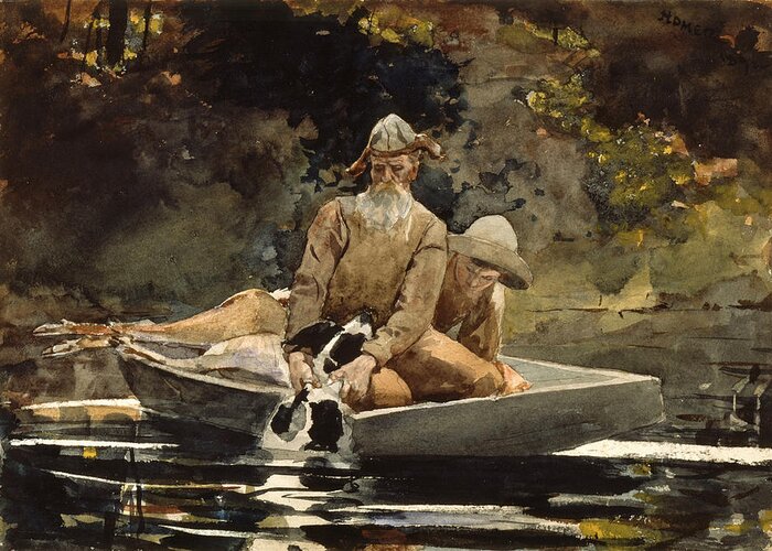 Winslow Homer Greeting Card featuring the drawing After the Hunt #2 by Winslow Homer
