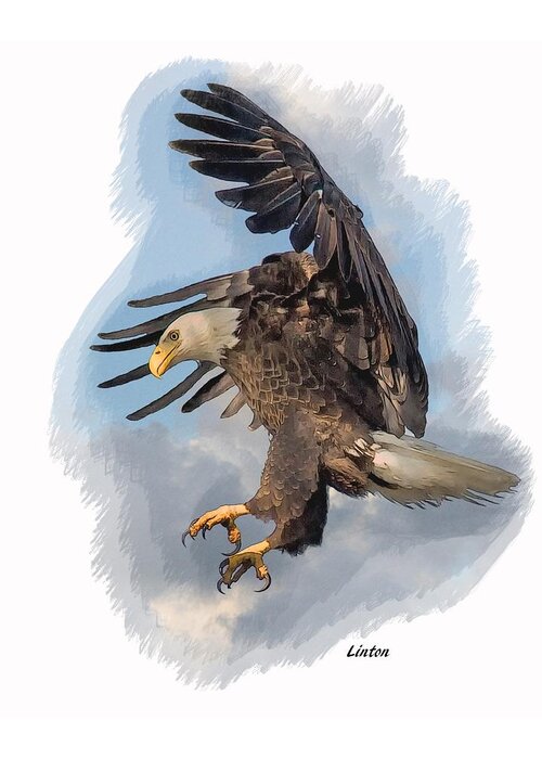 American Bald Eagle Greeting Card featuring the digital art American Bald Eagle #2 by Larry Linton