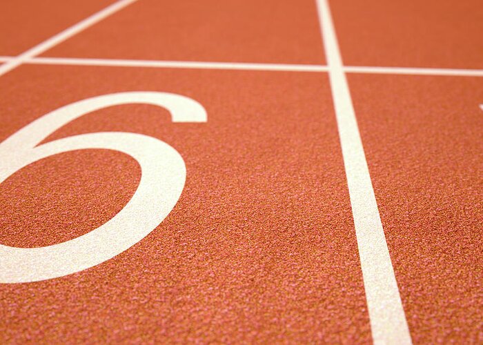 Athletic Greeting Card featuring the digital art Athletics Track Startline #2 by Allan Swart