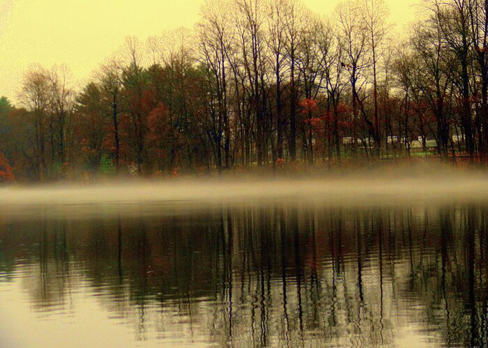 Akeview Greeting Card featuring the photograph Autumn lake #2 by Aron Chervin