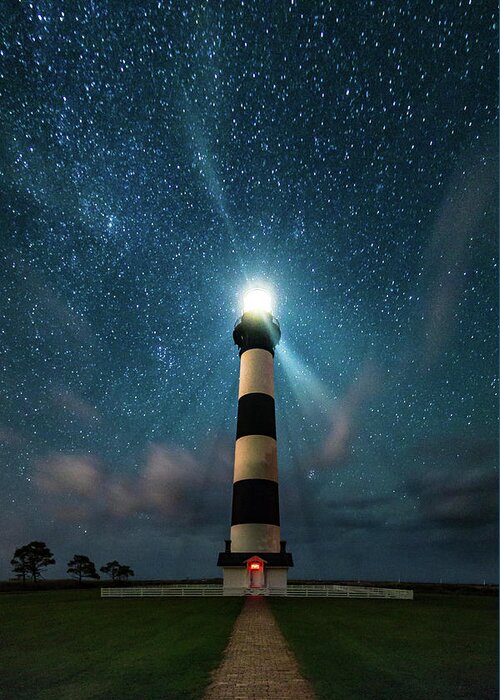 Bodie Greeting Card featuring the photograph Bodie Lighthouse Under the Stars by Nick Noble