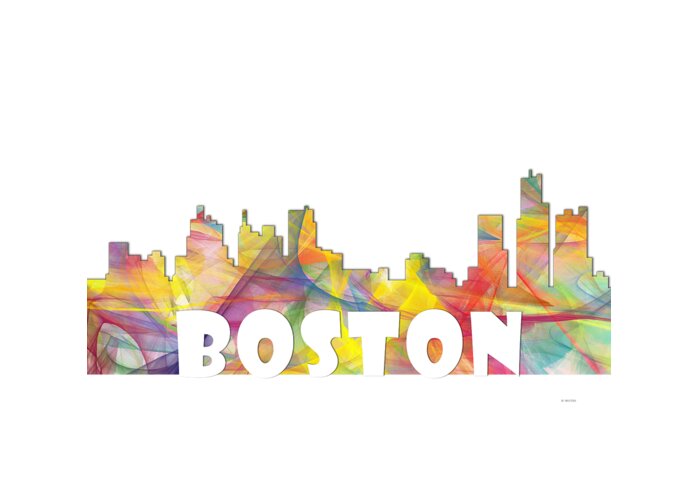 Boston Massachusetts Skyline Greeting Card featuring the digital art Boston Massachusetts Skyline #2 by Marlene Watson