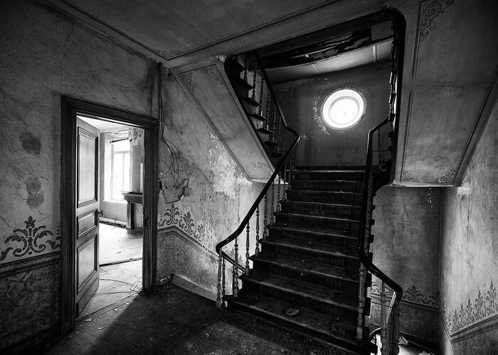 Castle Greeting Card featuring the photograph Castle stairs - abandoned building #2 by Dirk Ercken