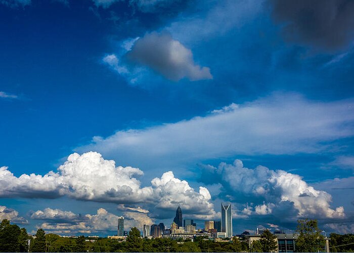 Charlotte Greeting Card featuring the photograph Charlotte North Carolina City Skyline #2 by Alex Grichenko