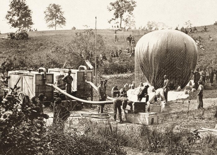 1862 Greeting Card featuring the photograph Civil War: Balloon, 1862 #2 by Granger