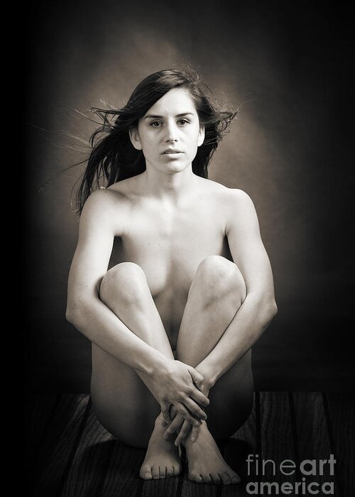Claudia Greeting Card featuring the photograph Claudia Nude Fine Art Print in Sensual Sexy black and white or s #2 by Kendree Miller