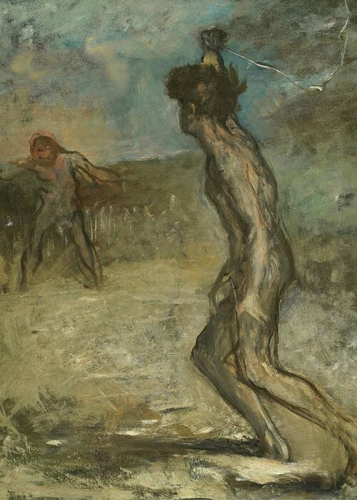 Edgar Degas Greeting Card featuring the painting David And Goliath by Troy Caperton