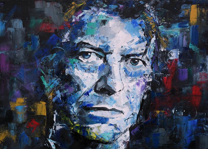 David Greeting Card featuring the painting David Bowie III by Richard Day
