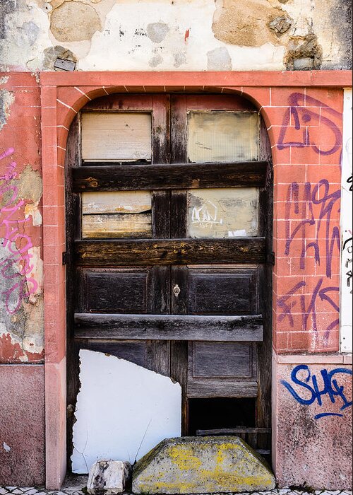 Weathered Door Greeting Card featuring the photograph Door With No Number #2 by Marco Oliveira
