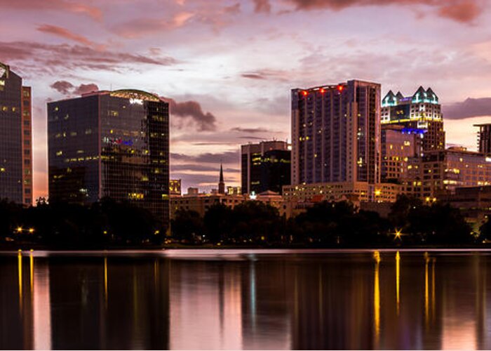 Water Greeting Card featuring the photograph Downtown Orlando #2 by Mike Dunn
