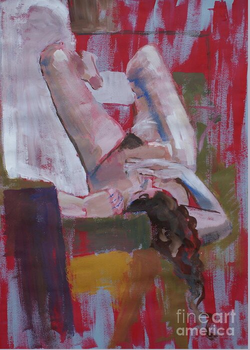 Female Nudes Greeting Card featuring the painting Female model #2 by Joanne Claxton