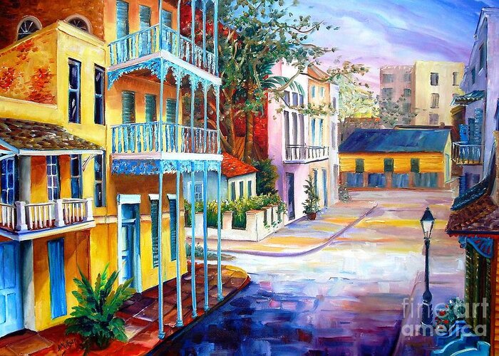 New Orleans Greeting Card featuring the painting French Quarter Sunrise #2 by Diane Millsap