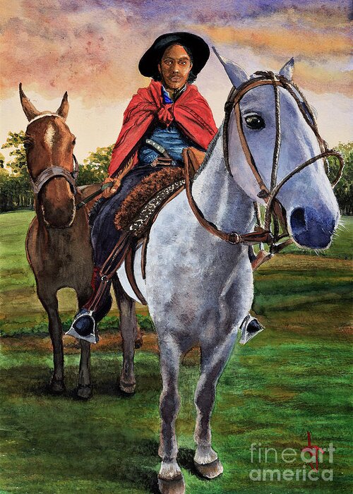 Paisano Greeting Card featuring the painting Gaucho Argentino by Bernardo Galmarini