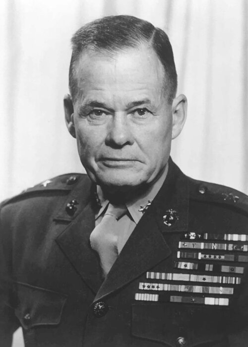 Chesty Puller Greeting Card featuring the painting General Lewis Chesty Puller by War Is Hell Store