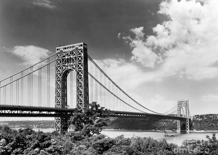  Greeting Card featuring the painting George Washington Bridge #2 by Granger