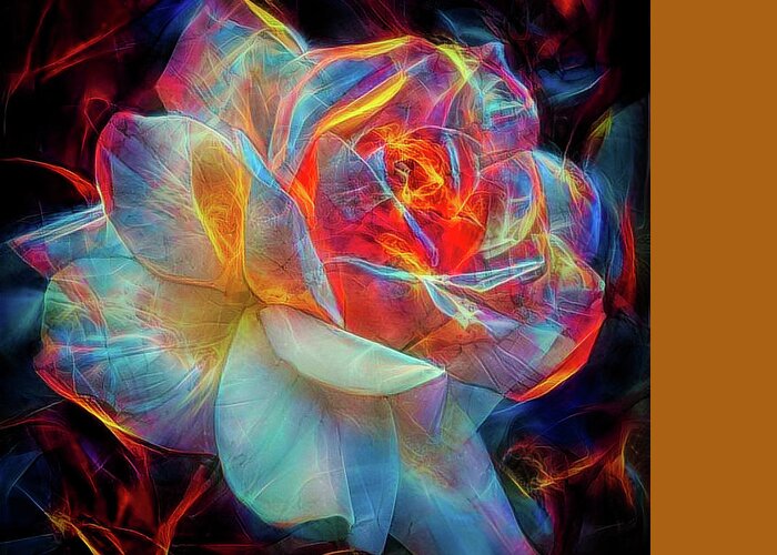 Glowing Rose Greeting Card featuring the digital art Glowing rose in Pastel by Lilia S