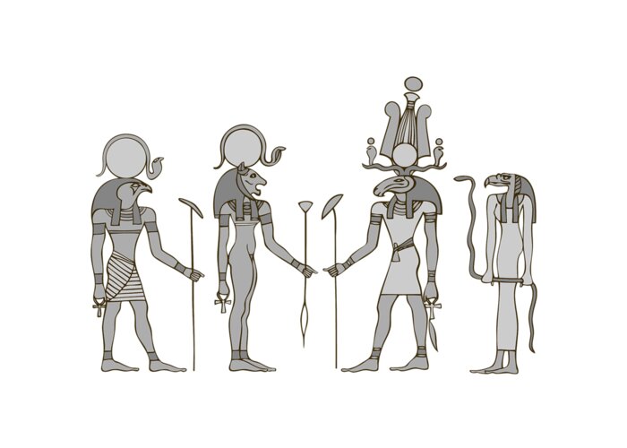 Apis Greeting Card featuring the digital art Gods of ancient Egypt #2 by Michal Boubin