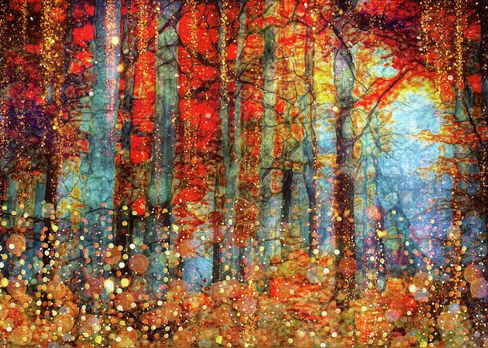 Golden Autumn Greeting Card featuring the mixed media Golden Autumn #2 by Lilia S