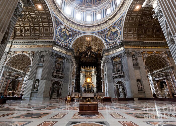 Vatican Greeting Card featuring the photograph Inside of St. Peter Basilica in Vatican City #2 by Michal Bednarek