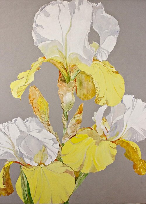 Acrylic Painting Greeting Card featuring the painting Irises-Posthumously presented paintings of Sachi Spohn #1 by Cliff Spohn