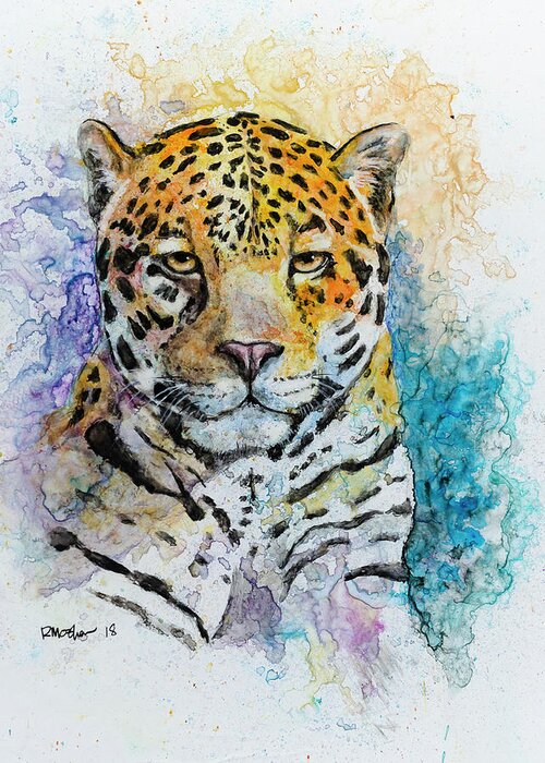 Jaguar Greeting Card featuring the painting Jaguar #2 by Rick Mosher