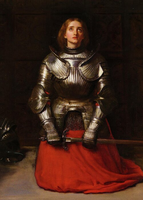 John Everett Millais Joan Of Arc Jeanne D'arc French Patron Saint France Pre-raphaelite Heroine Hundred Years War Maid Of Orleans Orleans Greeting Card featuring the painting Joan Of Arc by Troy Caperton