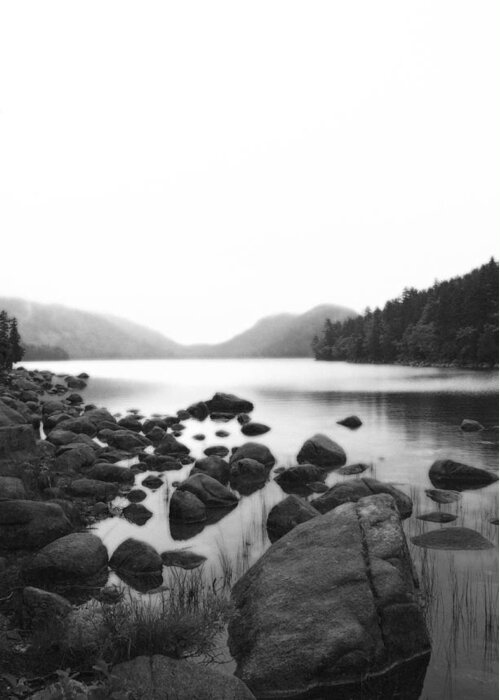 Black Greeting Card featuring the photograph Jordan Pond #2 by Becca Wilcox