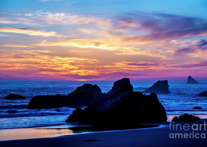 Oregon Greeting Card featuring the photograph Magical Sunset - Harris Beach - Oregon #2 by Gary Whitton