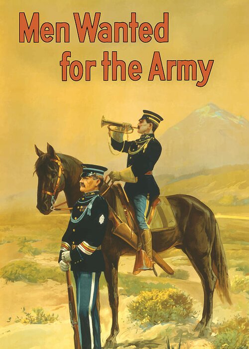 Army Greeting Card featuring the painting Men Wanted For The Army #2 by War Is Hell Store