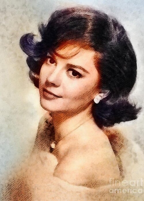 Hollywood Greeting Card featuring the painting Natalie Wood, Vintage Hollywood Actress #2 by Esoterica Art Agency