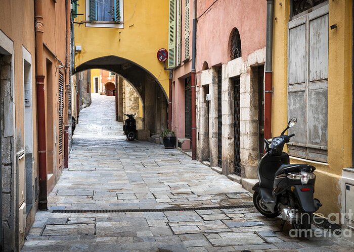 Street Greeting Card featuring the photograph Old town in Villefranche-sur-Mer 1 by Elena Elisseeva