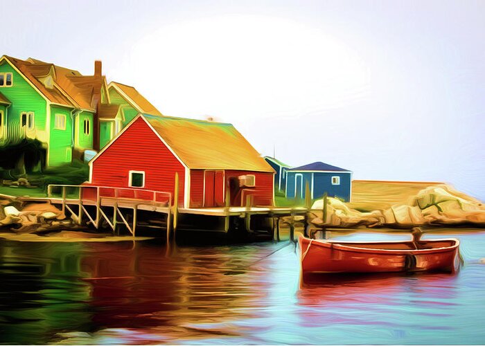 Boats Greeting Card featuring the painting Peggy's Cove #2 by Prince Andre Faubert