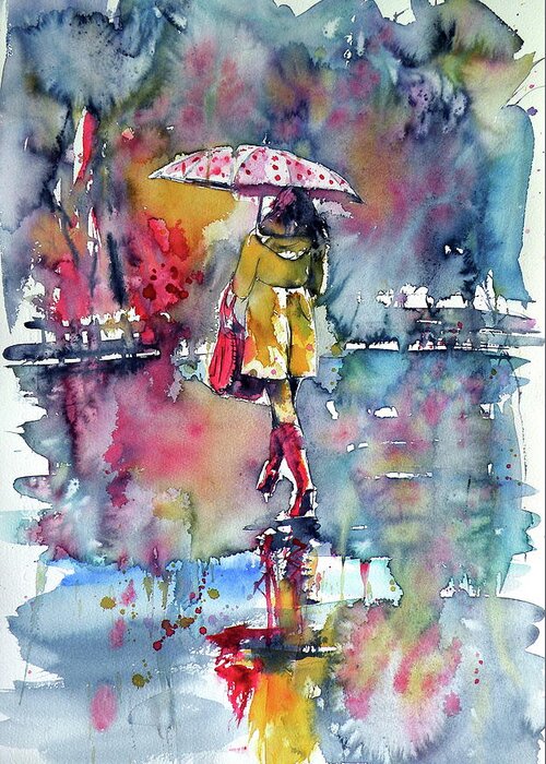 Rainy Day Greeting Card featuring the painting Rainy day #2 by Kovacs Anna Brigitta