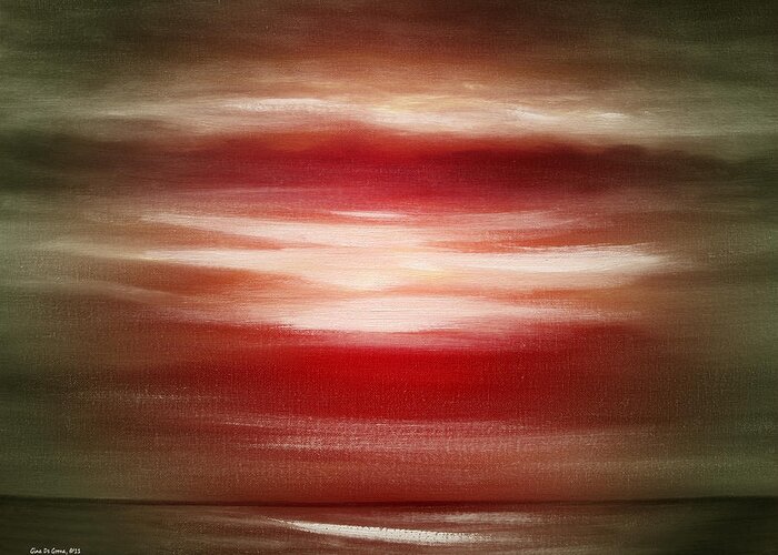 Sunset Greeting Card featuring the painting Red Abstract Sunset #2 by Gina De Gorna