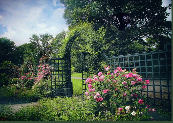 New York Botanical Garden Greeting Card featuring the photograph Rose Garden Gate #2 by Jessica Jenney