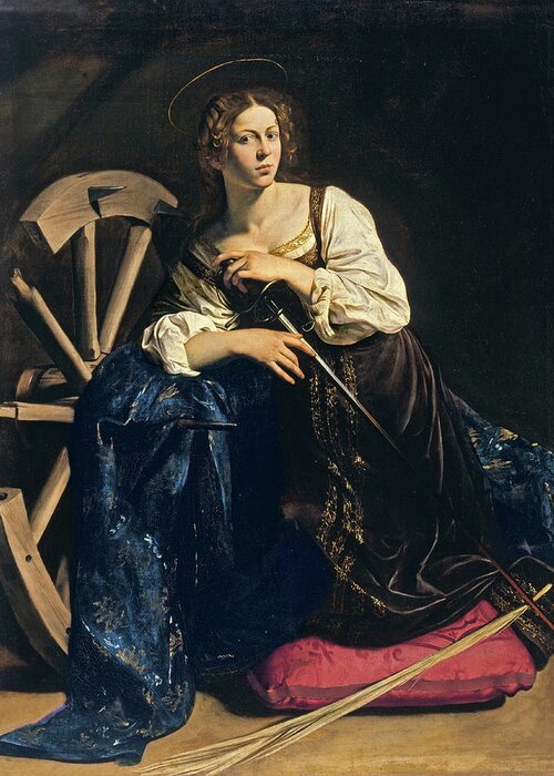 Amerighi Greeting Card featuring the painting Saint Catherine of Alexandria #2 by Caravaggio