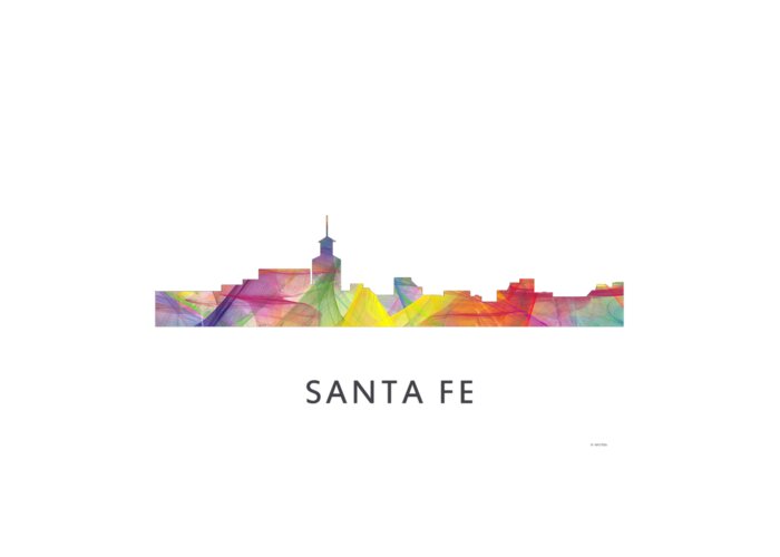 Santa Fe New Mexico Skyline Greeting Card featuring the digital art Santa Fe New Mexico Skyline #2 by Marlene Watson