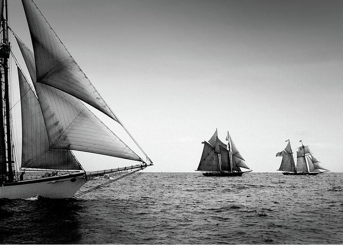 Windjammers Greeting Card featuring the photograph Schooner Race by Fred LeBlanc
