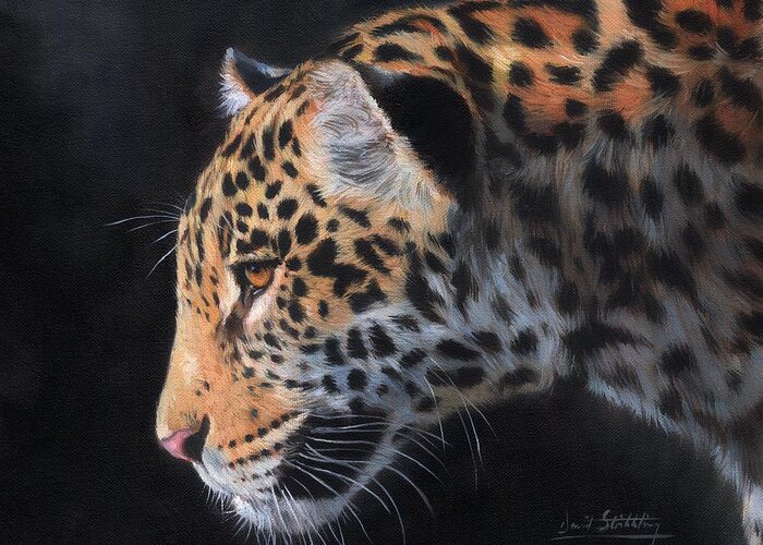 Jaguar Greeting Card featuring the painting South American Jaguar #2 by David Stribbling