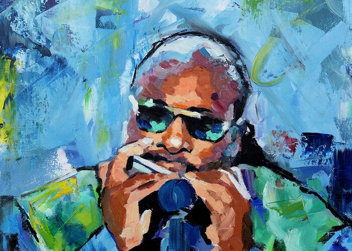 Stevie Wonder Greeting Card featuring the painting Stevie Wonder #2 by Richard Day