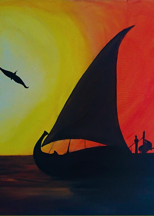 Sail Greeting Card featuring the painting Sunset #2 by Faashie Sha