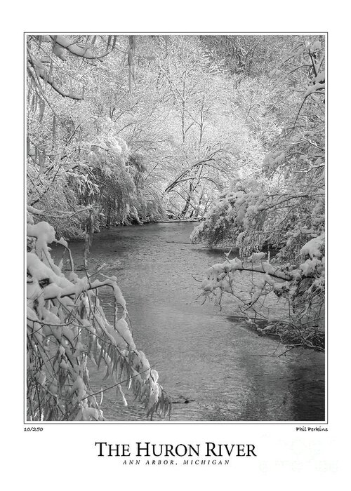 Black And White Greeting Card featuring the photograph The Huron River by Phil Perkins
