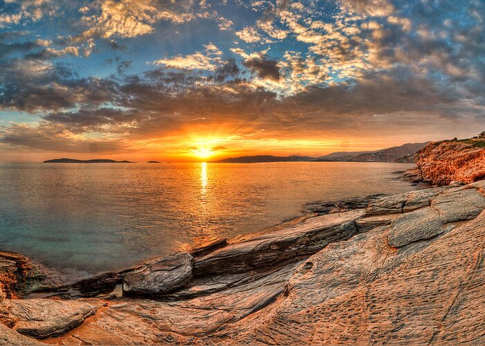 Sunset Greeting Card featuring the photograph The sunset in Andros - Greece #2 by Constantinos Iliopoulos