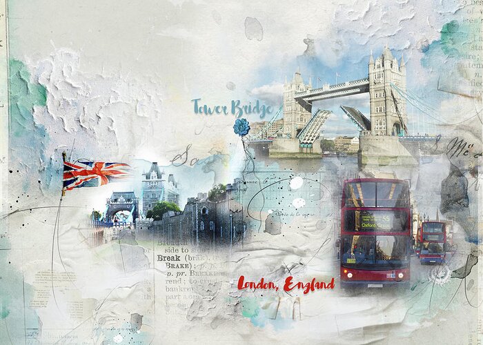 Londonart Greeting Card featuring the digital art Tower Bridge by Nicky Jameson
