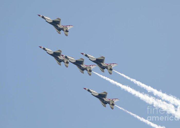 Usaf Thunderbirds Greeting Card featuring the photograph US Air Force Thunderbirds flying preforming precision aerial maneuvers #2 by Anthony Totah