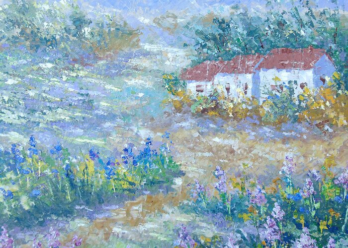 Provence Greeting Card featuring the painting Village de Provence #3 by Frederic Payet