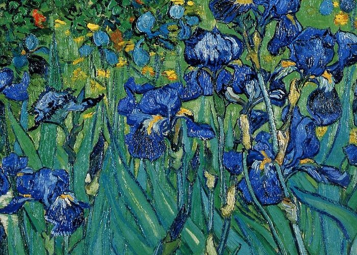 Vincent Van Gogh Iris Detail Greeting Card featuring the painting Vincent Van Gogh Iris detail #2 by MotionAge Designs