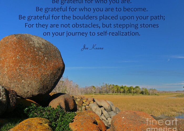 Gratitude Quotes Greeting Card featuring the photograph 20- Be Grateful by Joseph Keane